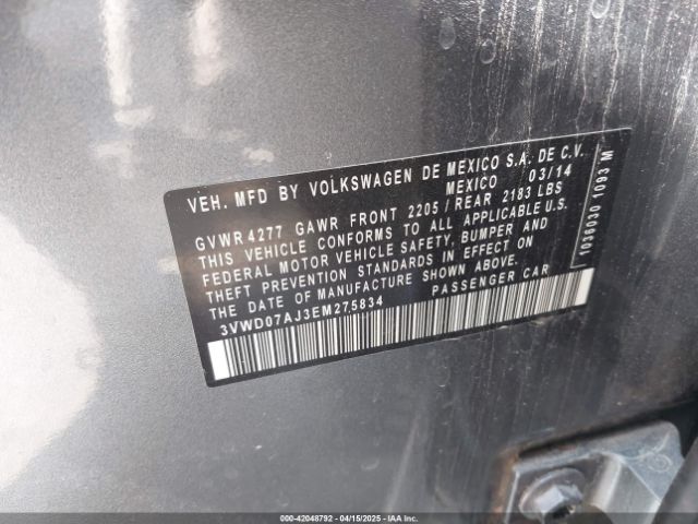 3VWD07AJ3EM275834 Volkswagen Jetta 1.8t Se