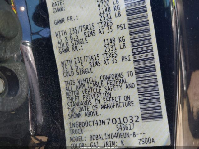 1N6BD0CT4JN701032 Nissan FRONTIER S
