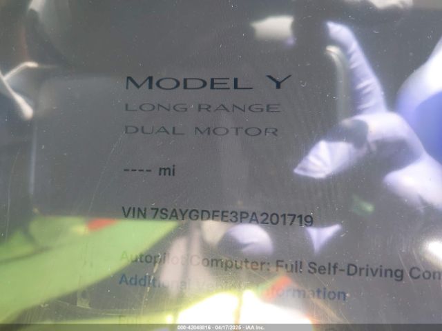 7SAYGDEE3PA201719 Tesla Model Y Awd/long Range Dual Motor All-wheel Drive