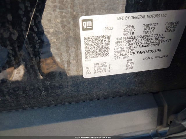 1GNSCCKT4PR505108 Chevrolet Suburban 2wd Lt