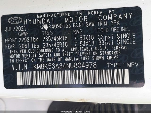 2022 HYUNDAI KONA KM8K53A34NU804978 Photo 8
