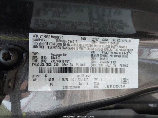 1FADP3L94HL244274 Ford FOCUS ST