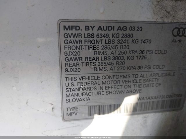 2020 AUDI Q7 WA1AXAF73LD007509 Photo 8