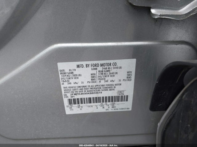 2FMPK4K95KBB55619 Ford Edge Titanium