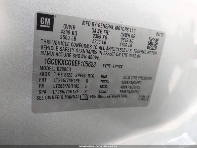 1GC0KXCG0EF105623 Chevrolet Silverado 2500hd Lt