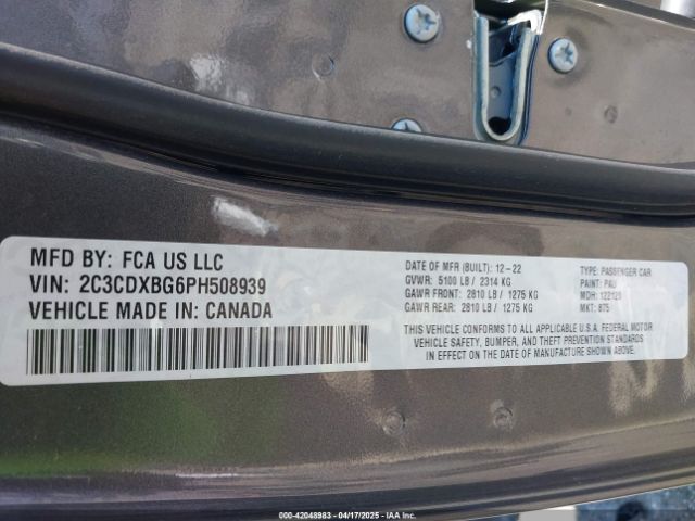 2C3CDXBG6PH508939 Dodge Charger Sxt