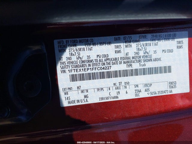 Ford F-150 Xlt 2015 1FTEX1EP1FFC04227 Image 9
