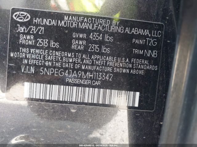 2021 HYUNDAI SONATA 5NPEG4JA9MH113342 Photo 8