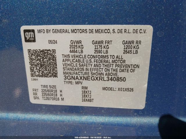 3GNAXNEGXRL340850 Chevrolet Equinox Fwd Premier