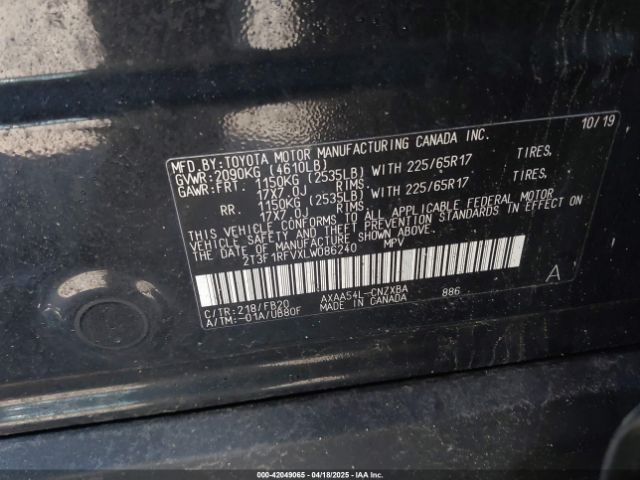 2T3F1RFVXLW086240 Toyota RAV4 LE