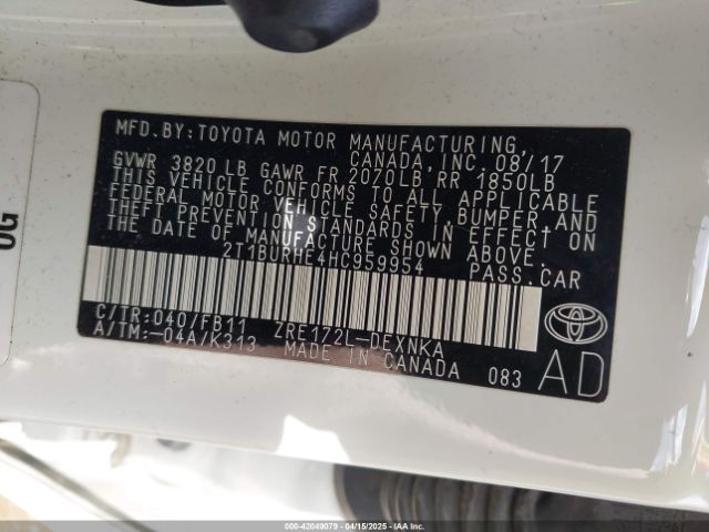 2T1BURHE4HC959954 Toyota COROLLA LE