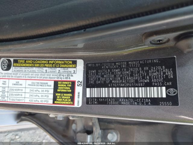 4T1G11AK2PU114887 Toyota CAMRY SE