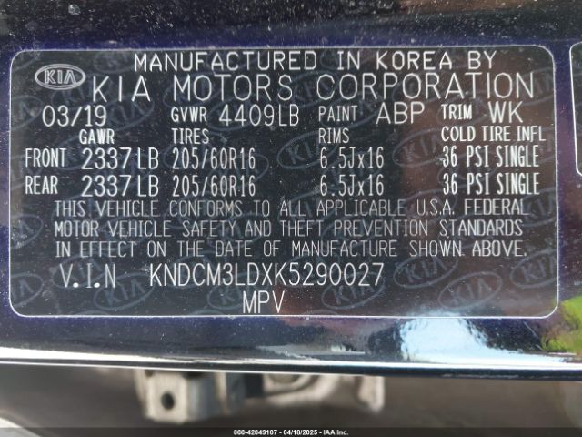 KNDCM3LDXK5290027 KIA Niro Plug-in Hybrid Lx