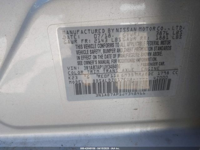 3N1AB7AP1JY348466 Nissan 2018