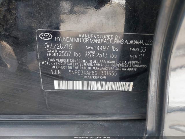 5NPE34AF8GH331655 Hyundai Sonata Limited