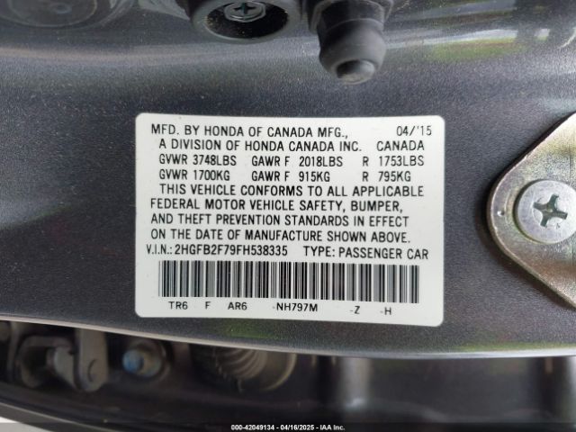 2HGFB2F79FH538335 Honda CIVIC SE
