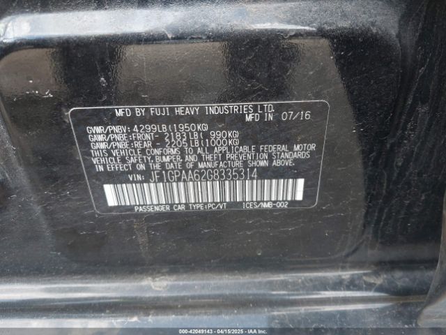 JF1GPAA62G8335314 Subaru Impreza 2.0i