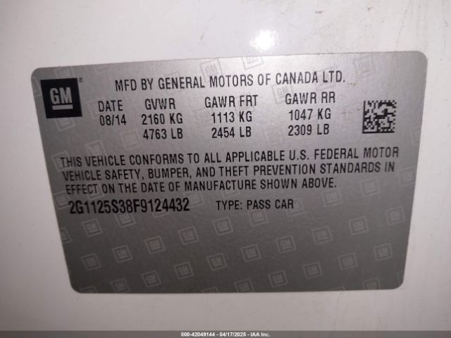 2G1125S38F9124432 Chevrolet Impala 2lt