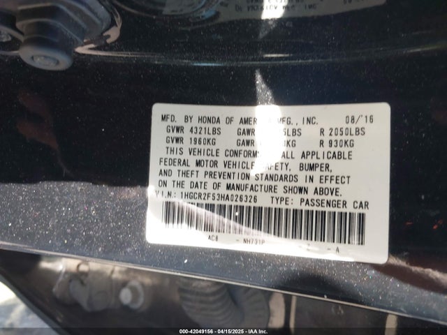 1HGCR2F53HA026326 Honda Accord Sport