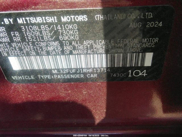ML32FUFJ1RHF13714 Mitsubishi Mirage G4 Es