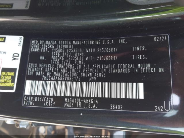 7MUCAAAG8RV083172 Toyota Corolla Cross Le