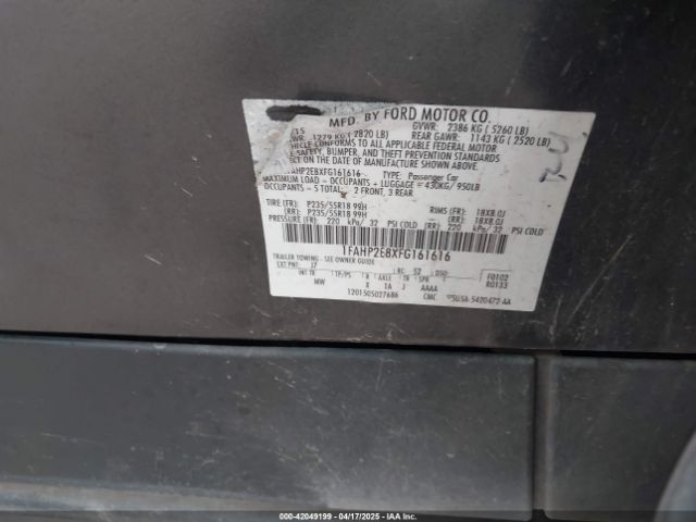 1FAHP2E8XFG161616 Ford TAURUS SEL