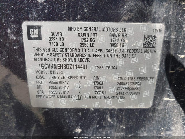1GCVKNEH8GZ114491 Chevrolet Silverado 1500 Wt
