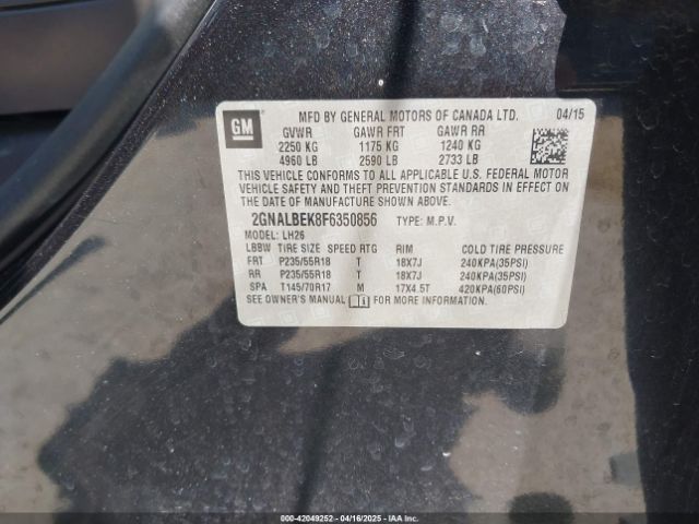 2GNALBEK8F6350856 Chevrolet EQUINOX 1LT