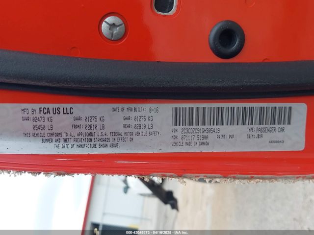 2C3CDZC91GH305419 Dodge Challenger Srt Hellcat