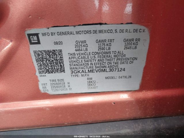 3GKALMEV0ML307124 GMC Terrain Fwd Sle