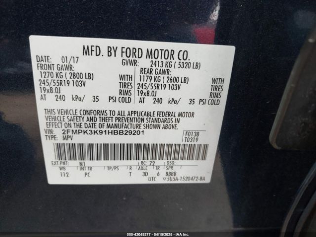 2FMPK3K91HBB29201 Ford Edge Titanium