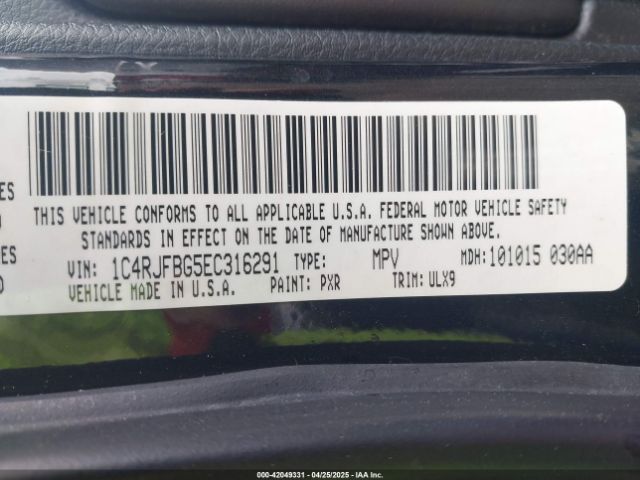 1C4RJFBG5EC316291 Jeep Grand Cherokee Limited