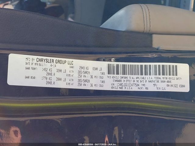 1C4RDJDG1EC477504 Dodge DURANGO LIMITED