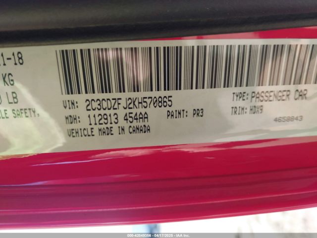 2C3CDZFJ2KH570865 Dodge Challenger R/t Scat Pack