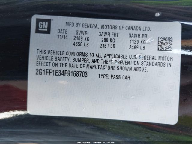 2G1FF1E34F9168703 Chevrolet Camaro 2lt