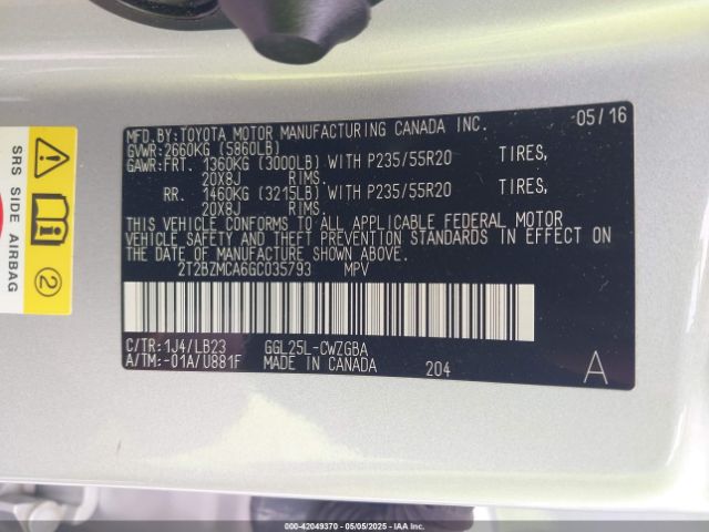 2T2BZMCA6GC035793 Lexus RX 350