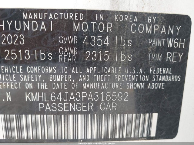 KMHL64JA3PA318592 Hyundai gdi theta iii