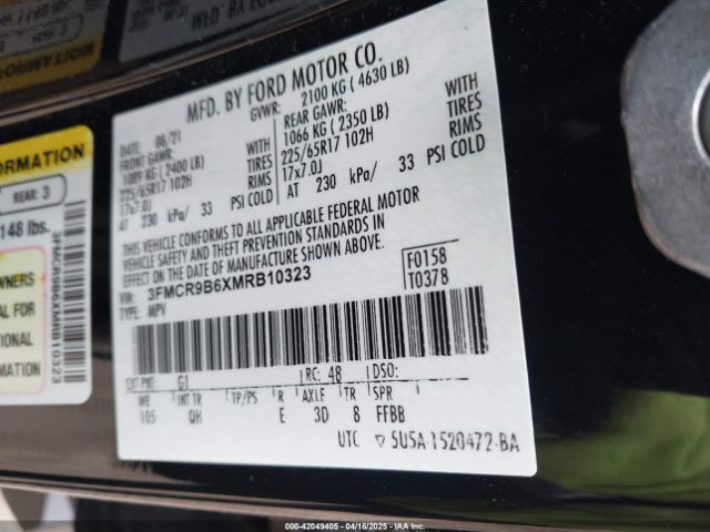 3FMCR9B6XMRB10323 Ford Bronco Sport Big Bend