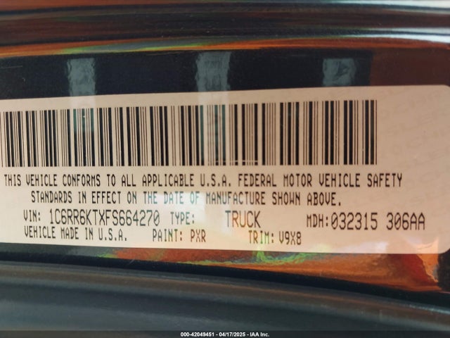 RAM 1500 Express 2015 1C6RR6KTXFS664270 Image 9