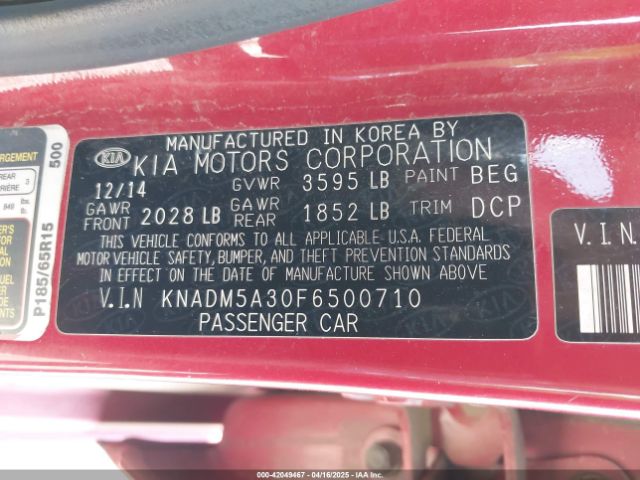 KNADM5A30F6500710 KIA RIO LX