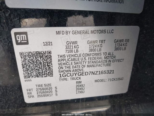 1GCUYGED7NZ165321 Chevrolet l84