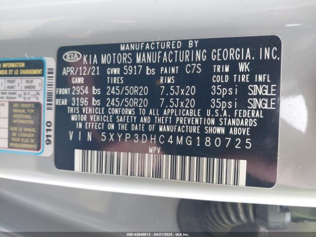 5XYP3DHC4MG180725 KIA Telluride Ex