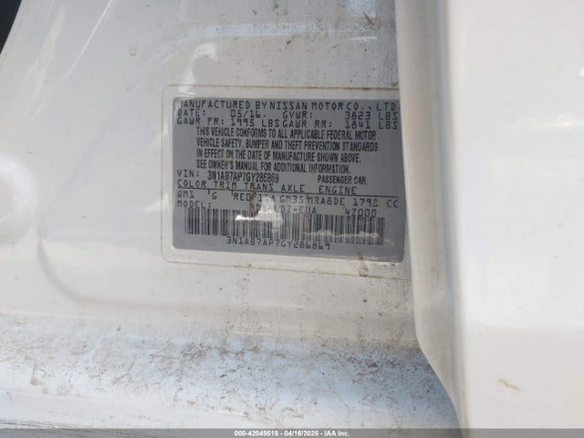 3N1AB7AP7GY286869 Nissan SENTRA SV