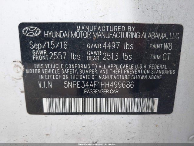 Hyundai Sonata Sport 2017 5NPE34AF1HH499686 Image 9