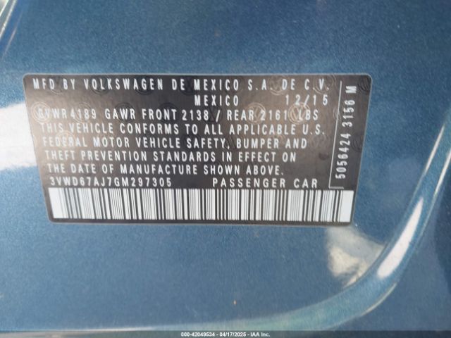 3VWD67AJ7GM297305 Volkswagen Jetta 1.4t Se