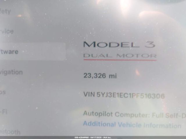 5YJ3E1EC1PF516306 Tesla Model 3 Performance Dual Motor All-wheel Drive