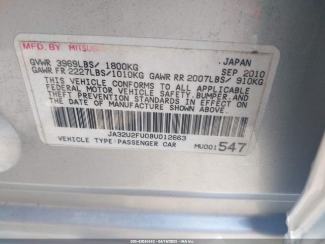 2011 MITSUBISHI LANCER JA32U2FU0BU012663 Photo 8