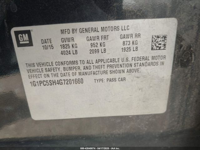 1G1PC5SH4G7201660 Chevrolet Cruze Limited Ls Auto