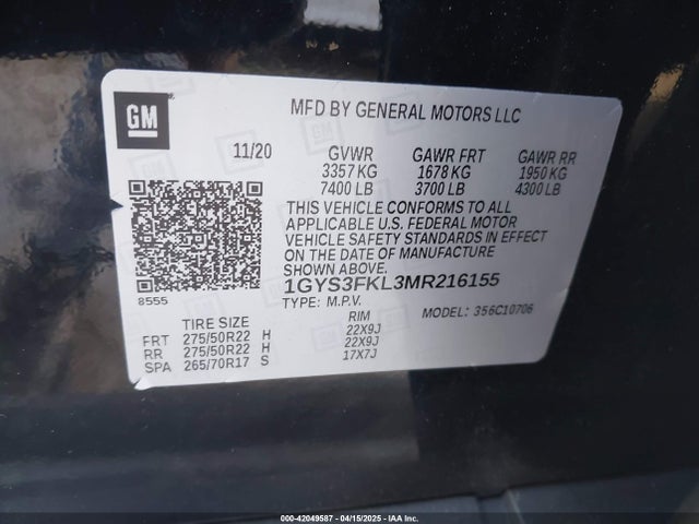 2021 CADILLAC ESCALADE 1GYS3FKL3MR216155 Photo 8