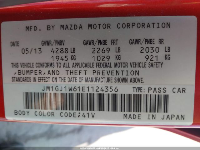 JM1GJ1W61E1124356 Mazda Mazda6 I Grand Touring